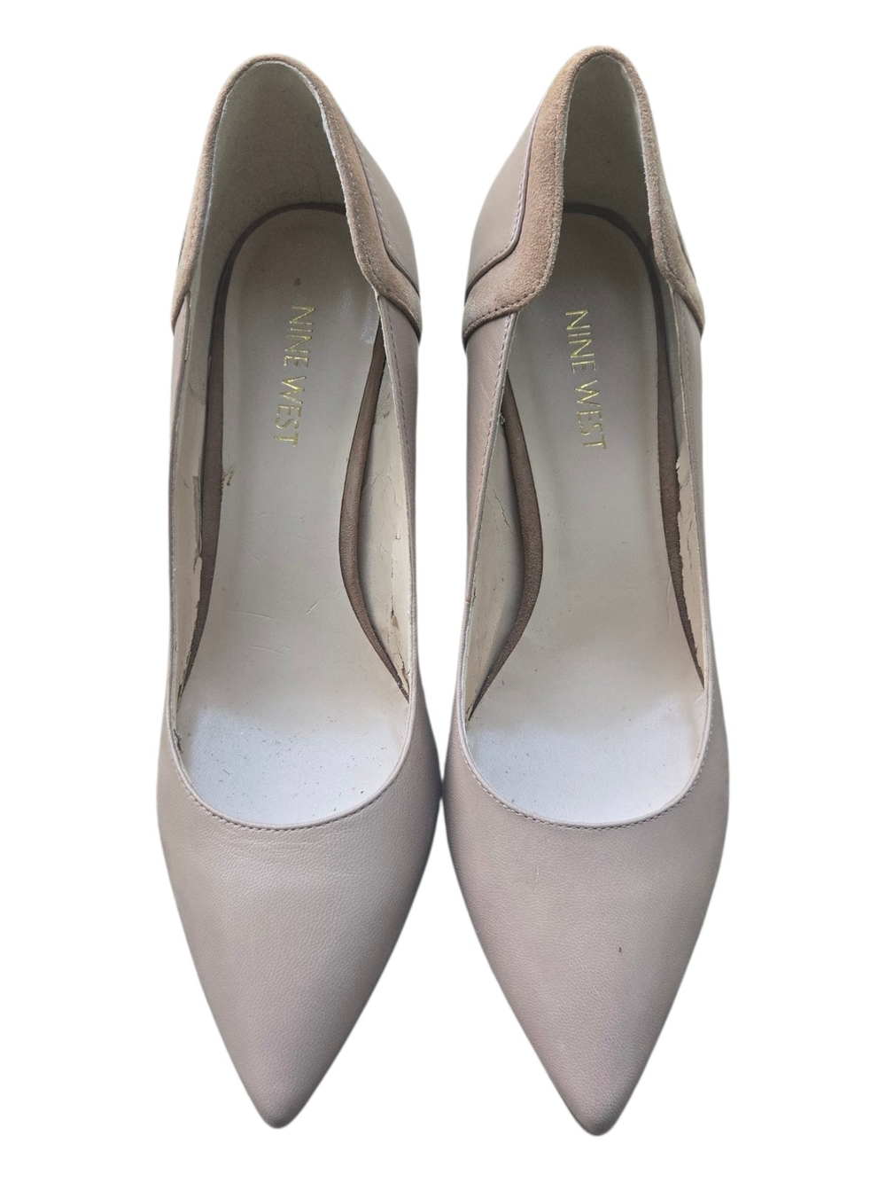 Nine West Taupe Pointed-Toe Pumps With Damage